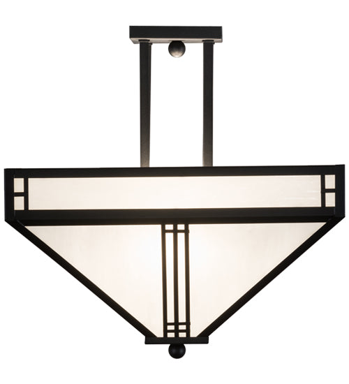 Meyda Lighting Prairie Loft 26" 4-Light Textured Black Semi-flush Mount Ceiling Light With White Art Shade Glass