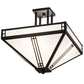 Meyda Lighting Prairie Loft 26" 4-Light Textured Black Semi-flush Mount Ceiling Light With White Art Shade Glass