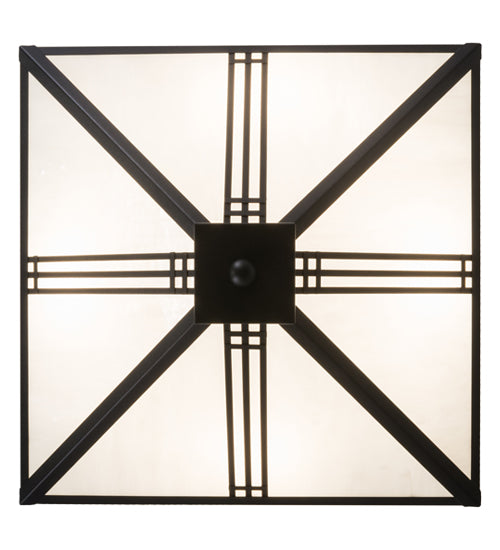 Meyda Lighting Prairie Loft 26" 4-Light Textured Black Semi-flush Mount Ceiling Light With White Art Shade Glass