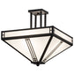 Meyda Lighting Prairie Loft 26" 4-Light Textured Black Semi-flush Mount Ceiling Light With White Art Shade Glass