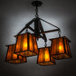 Meyda Lighting Prairie Loft 28" 4-Light Mahogany Bronze Chandelier With Amber Mica Shade Glass