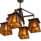 Meyda Lighting Prairie Loft 28" 4-Light Mahogany Bronze Chandelier With Amber Mica Shade Glass