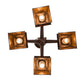 Meyda Lighting Prairie Loft 28" 4-Light Mahogany Bronze Chandelier With Amber Mica Shade Glass