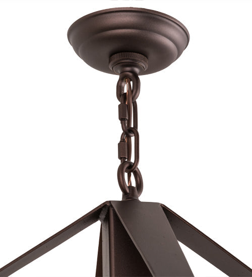 Meyda Lighting Prairie Loft 28" 4-Light Mahogany Bronze Chandelier With Amber Mica Shade Glass