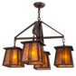 Meyda Lighting Prairie Loft 28" 4-Light Mahogany Bronze Chandelier With Amber Mica Shade Glass