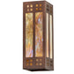 Meyda Lighting Prairie Loft 5" 2-Light Coffee Cinnamon Metallic Wall Sconce With Beige Iridescent & Amber Mica Shade Glass