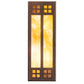 Meyda Lighting Prairie Loft 5" 2-Light Coffee Cinnamon Metallic Wall Sconce With Beige Iridescent & Amber Mica Shade Glass