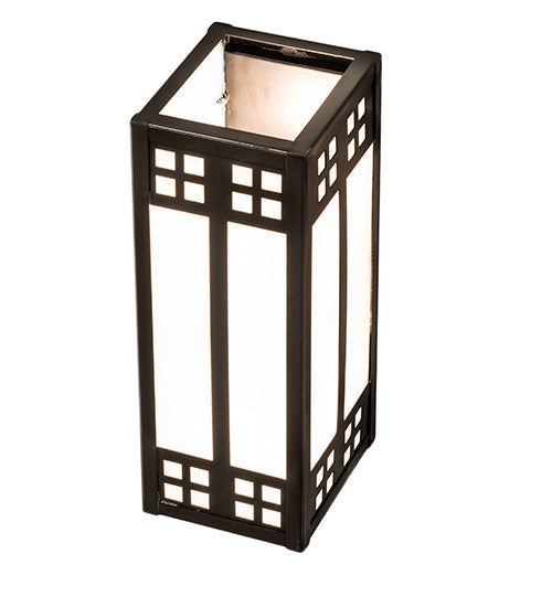 Meyda Lighting Prairie Loft 5" 2-Light Craftsman Brown Wall Sconce With White Art Shade Glass