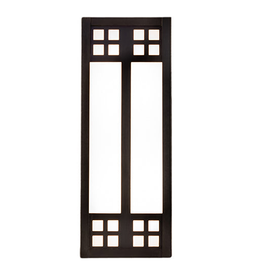 Meyda Lighting Prairie Loft 5" 2-Light Craftsman Brown Wall Sconce With White Art Shade Glass