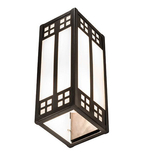 Meyda Lighting Prairie Loft 5" 2-Light Craftsman Brown Wall Sconce With White Art Shade Glass