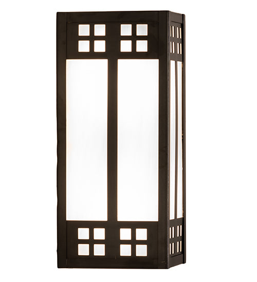 Meyda Lighting Prairie Loft 5" 2-Light Craftsman Brown Wall Sconce With White Art Shade Glass