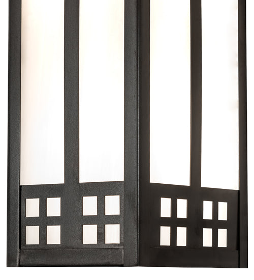 Meyda Lighting Prairie Loft 5" 2-Light Craftsman Brown Wall Sconce With White Art Shade Glass