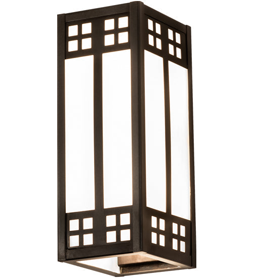 Meyda Lighting Prairie Loft 5" 2-Light Craftsman Brown Wall Sconce With White Art Shade Glass