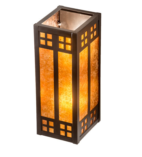 Meyda Lighting Prairie Loft 5" 2-Light Mahogany Bronze Wall Sconce With Amber Mica Shade Glass