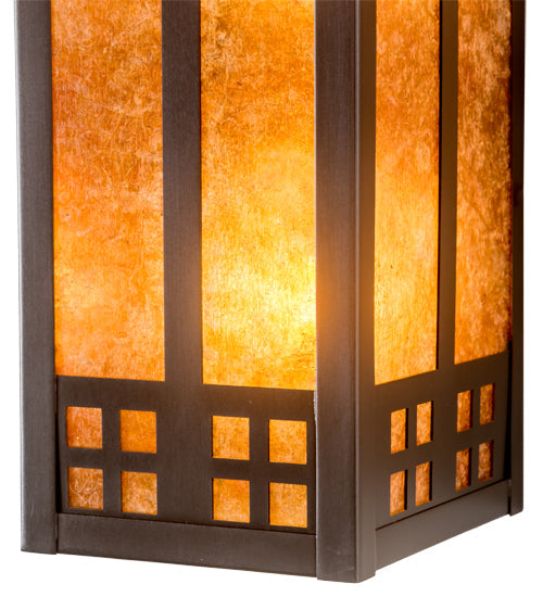 Meyda Lighting Prairie Loft 5" 2-Light Mahogany Bronze Wall Sconce With Amber Mica Shade Glass