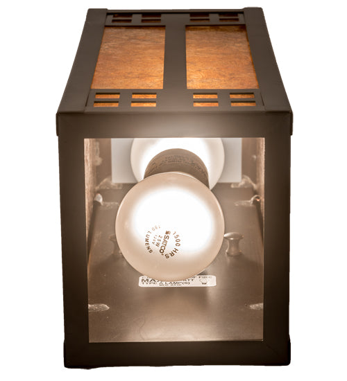 Meyda Lighting Prairie Loft 5" 2-Light Mahogany Bronze Wall Sconce With Amber Mica Shade Glass