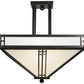 Meyda Lighting Prairie Loft 50661 18"Sq 4-Light Oil Rubbed Bronze Semi-flush Mount Light With White Art Shade Glass