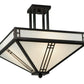 Meyda Lighting Prairie Loft 50661 18"Sq 4-Light Oil Rubbed Bronze Semi-flush Mount Light With White Art Shade Glass