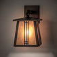 Meyda Lighting Prairie Loft 7" Mahogany Bronze Hanging Wall Sconce With Amber Mica Shade Glass