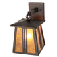 Meyda Lighting Prairie Loft 7" Mahogany Bronze Hanging Wall Sconce With Amber Mica Shade Glass