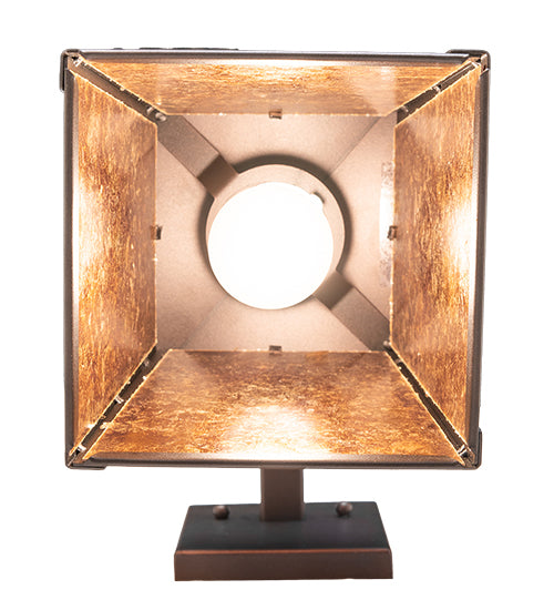 Meyda Lighting Prairie Loft 7" Mahogany Bronze Hanging Wall Sconce With Amber Mica Shade Glass
