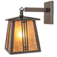 Meyda Lighting Prairie Loft 7" Mahogany Bronze Hanging Wall Sconce With Amber Mica Shade Glass