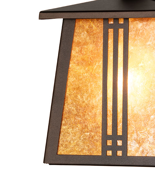 Meyda Lighting Prairie Loft 7" Mahogany Bronze Hanging Wall Sconce With Amber Mica Shade Glass