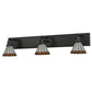 Meyda Lighting Prairie Mission 36" 3-Light Craftsman Brown Vanity Light With Multi-Colored Shade Glass