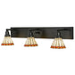 Meyda Lighting Prairie Mission 36" 3-Light Craftsman Brown Vanity Light With Multi-Colored Shade Glass