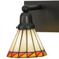 Meyda Lighting Prairie Mission 36" 3-Light Craftsman Brown Vanity Light With Multi-Colored Shade Glass