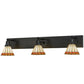 Meyda Lighting Prairie Mission 36" 3-Light Craftsman Brown Vanity Light With Multi-Colored Shade Glass