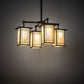 Meyda Lighting Prairie Mission 47" 4-Light Craftsman Brown Wright Chandelier With Beige Iridescent Shade Glass