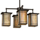 Meyda Lighting Prairie Mission 47" 4-Light Craftsman Brown Wright Chandelier With Beige Iridescent Shade Glass