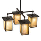Meyda Lighting Prairie Mission 47" 4-Light Craftsman Brown Wright Chandelier With Beige Iridescent Shade Glass