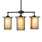 Meyda Lighting Prairie Mission 47" 4-Light Craftsman Brown Wright Chandelier With Beige Iridescent Shade Glass