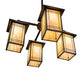 Meyda Lighting Prairie Mission 47" 4-Light Craftsman Brown Wright Chandelier With Beige Iridescent Shade Glass