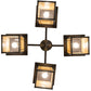 Meyda Lighting Prairie Mission 47" 4-Light Craftsman Brown Wright Chandelier With Beige Iridescent Shade Glass