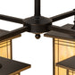 Meyda Lighting Prairie Mission 47" 4-Light Craftsman Brown Wright Chandelier With Beige Iridescent Shade Glass