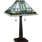 Meyda Lighting Prairie Peaks 23" 2-Light Mahogany Bronze Table Lamp With Multi-Colored Shade Glass