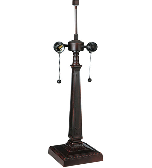 Meyda Lighting Prairie Peaks 23" 2-Light Mahogany Bronze Table Lamp With Multi-Colored Shade Glass