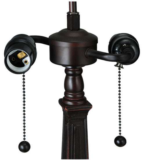 Meyda Lighting Prairie Peaks 23" 2-Light Mahogany Bronze Table Lamp With Multi-Colored Shade Glass