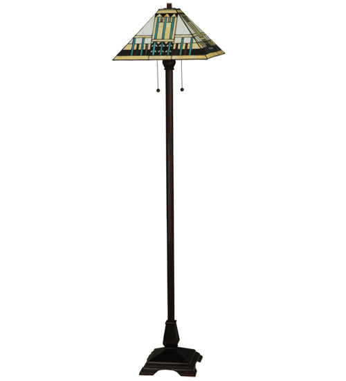 Meyda Lighting Prairie Peaks 62" 2-Light Mahogany Bronze Floor Lamp With Multi-Colored Shade Glass