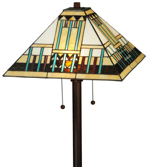 Meyda Lighting Prairie Peaks 62" 2-Light Mahogany Bronze Floor Lamp With Multi-Colored Shade Glass