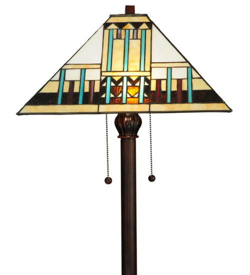 Meyda Lighting Prairie Peaks 62" 2-Light Mahogany Bronze Floor Lamp With Multi-Colored Shade Glass