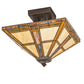 Meyda Lighting Prairie Straw 24" 4-Light Mahogany Bronze Semi-flush Mount Light With Beige Shade Glass
