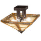 Meyda Lighting Prairie Straw 24" 4-Light Mahogany Bronze Semi-flush Mount Light With Beige Shade Glass