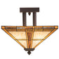 Meyda Lighting Prairie Straw 24" 4-Light Mahogany Bronze Semi-flush Mount Light With Beige Shade Glass