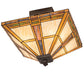 Meyda Lighting Prairie Straw 24" 4-Light Mahogany Bronze Semi-flush Mount Light With Beige Shade Glass
