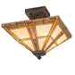 Meyda Lighting Prairie Straw 24" 4-Light Mahogany Bronze Semi-flush Mount Light With Beige Shade Glass