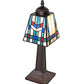 Meyda Lighting Prairie Wheat 10" Mahogany Bronze Mission Mini Table Lamp With Multi-Colored Stained Shade Glass